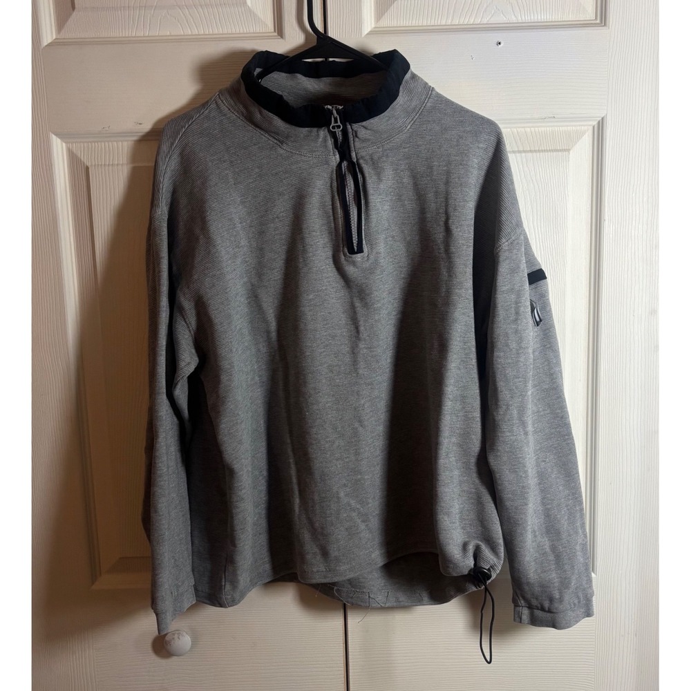 Carbon 2 Cobalt Mens Gray Quarter Zip Pullover Ribbed Sweatshirt Size L 144465